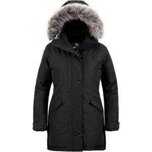 wantdo Women's Hooded Winter Coat Waterproof Warm Long Puffer Jacket Parka (XX-Large, Black)