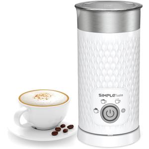 SIMPLETASTE Milk Frother, 4-in-1 Electric Milk Steamer, Automatic Warm and Cold Foam Maker and Milk Warmer for Latte, Cappuccinos, Macchiato, Hot Chocolate (White)