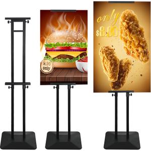 Poster Stand Heavy Duty - Double-Sided Pedestal Poster Stands for Display, Adjustable Metal Poster Board Stand Height Up to 80", Outdoor Floor Standing Sign Holder for Banner Foam, 1 Pack
