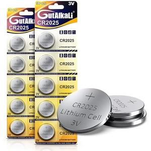 GutAlkaLi CR2025 3V Lithium Battery, CR 2025 Batteries, 20 Count