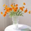 DUYONE Artificial Flowers 6 Stems Poppy Silk Bouquet,for Wedding, Home, Party Decoration,Table Centerpiece Arrangement(Orange)