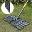 Lawn Leveling Rake with Smooth Eadge,Heavy Duty 17"x10" Lawn Leveling Rake with 6FT Adjustable Handle for Yard Garden Lawn Leveling, Soil Sand Spreading Dirt Top Dressing, Small Lawn Level Tool
