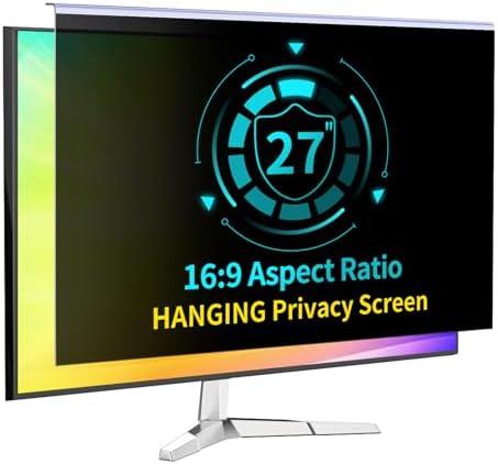 DEJIMAX 27 Inch Computer Privacy Screen for 16:9 Computer Monitor, Anti-Blue Light Monitor Privacy Screen Filter, Anti-UV Computer Screen Privacy Shield, Hanging Typeinor Damage