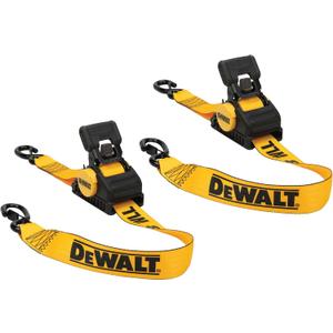 DEWALT DXBC9002 Black/Yellow 2 x 10 Auto Retractable Ratchet Straps - 1,100 lb Safe Working Load / 3,300 lb Break Strength, 2 Pack