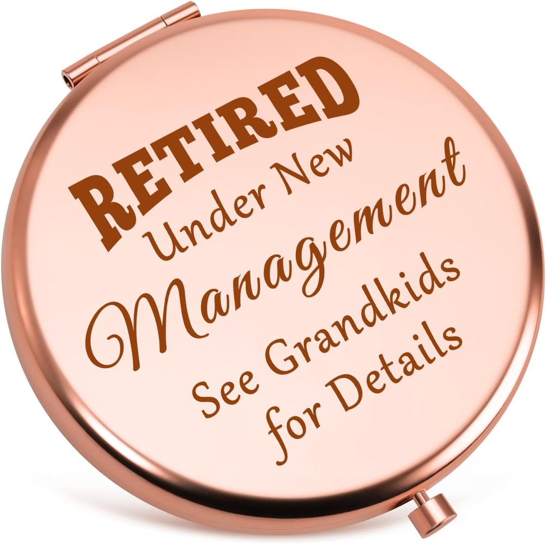 Retirement Gifts for Women 2025 Compact Mirrors Funny Retired Gifts for Woman Coworker Retirement Gifts for Grandma Coworker Leaving Gift Mothers Day Christmas Birthday Presents Makeup Mirror, Rosegold