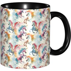 Colorful Rainbow Unicorns Mug Tea Cup Ceramic Mugs Coffee Cups with Handle Gifts for Women Men 11 OZ (Style 7)