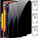 Milomdoi 2 Pack Privacy Screen Protector for iPhone 17 Pro Max [Phone Case Friendly] Accessories Private Film, 3 Pacs Tempered Glass Camera Lens Protector, with Mounting Frame for Apple Anti Spy,Black