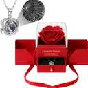 Preserved Red Real Rose with Heart I Love You Necklace - Gifts for Mothers Day, Christmas, Birthday Gifts for Women- Long Lasting Forever Flowers Best Presents for Women (red)