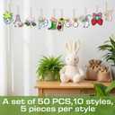 Leinuosen 50 Pcs Spring Flower Wood Ornaments Vintage Spring Floral Gnome Strawberry Wooden Hanging Cutouts Ornaments for Home Crafts Easter Summer Birthday Wedding Party Decorations (Purple)