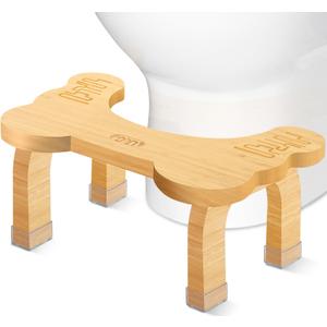 Bamboo Toilet Stool  8 Ergonomic Squatting Stool for Adults & Kids, Non-Slip Bathroom Step for Better Digestion & Posture, Sturdy Potty Training Footrest, Easy Storage, Supports 350 lbs