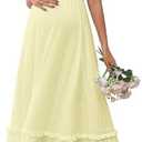 OUGES Womens 2025 Summer Maternity Photoshoot Dress Boho Maxi Smocked Baby Shower Dress Ruffle Sleeve Maternity Clothes, XL