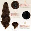 FELENDY 16" Ponytail Extension Long Curly Wavy Ponytails Clip in Claw Hair Extension Pony Tails Natural Looking Synthetic Hairpiece for Women Dark Brown Mix Light Auburn