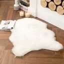 MIULEE Luxury Super Soft Fluffy Area Rug Faux Fur Plush Large Sheepskin Rug Decorative Christmas Shaggy Carpet for Bedside Sofa Floor Nursery 3 x 5 Feet, White