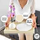 Modern Elegant 17.5x12 Rectangle Cream Rectangle Shagreen Faux Leather Decorative Tray Ottoman Tray Coffee Table Perfume Living Room Kitchen Serving Tray with Gold Polished Metal Handles.