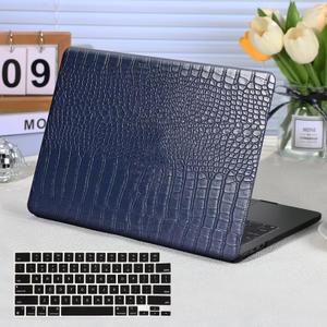 Funut for MacBook Air 13 Inch Case 2021 2020 2019 2018 Release M1 A2337 A2179 A1932 Touch ID, Crocodile MacBook Air M1 Cover Leather Laptop Hard Shell & Keyboard Cover for MacBook Air 13 Inch, Blue