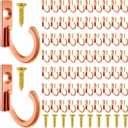 Zhehao 100 Pieces Key Hooks Jewelry Small Hook Key Hanging Small Wall Mounted Single Hook Robe Clasp Coat Hooks and 110 Pcs Screws for Hanging Hat, Scarf, Bag(Rose Gold, 100 Pieces)