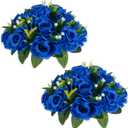 NUPTIO Flower Balls for Wedding Centerpieces - 2 Pcs 9.5 inch Diameter Fake Flower Ball Arrangement Bouquet Party Centerpieces for Tables - Royal Blue Rose Bouquet Centerpiece Flowers for Table