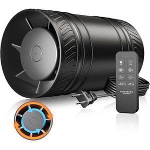 4 Inch Inline Fan with Remote, Upgraded 2Way 6Speed Inline Duct Fans High-Efficiency Exhaust Duct Fan DC Motor, Low Noise HVAC Ventilation in Basement Bathroom Workshop Attic FP126A (Black)