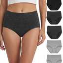 BEENIUBEE Merino Wool Womens Underwear,Breathable Wool High Waisted Underwear,Moisture Wicking Wooly Panties for Ladie 5 Pack (US, Alpha, Large, Regular, Regular, Multicolor03)