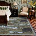 Washable 8x10 ft Area Rugs -Large Rugs for Living Room Vintage Rugs Stain Resistant Carpet for Bedroom with Non Slip Backing Home Decor Animal and Grass Design (Green)