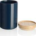 Sweejar Kitchen Canisters Ceramic Food Storage Jar, Stackable Containers with Airtight Seal Wooden Lid for Serving Ground Coffee, Tea, Sugar, Salt and More - 28 Fl Oz (Navy)