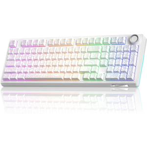 SOLAKAKA KI99 Pro 96% Wireless Mechanical Keyboard, RGB Gaming Keyboard, Hot-Swappable Pre-Lubed Switches, Gasket Structure Creamy Keyboards (Contour-Style White, Non-Silent Version)