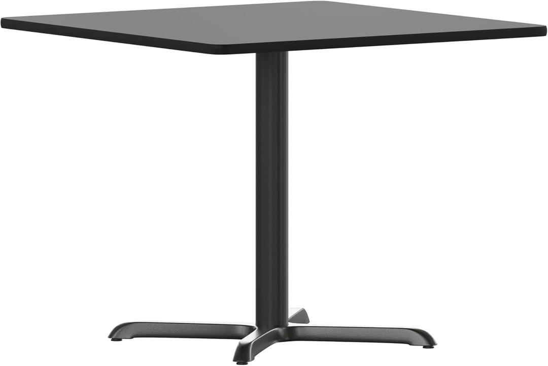 Flash Furniture 36'' Square Black Laminate Table Top with 30'' x 30'' Table Height Base, 36"w X 36"d X 31.13"h