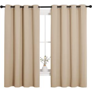 NICETOWN Room Darkening Curtain Panels for Cafe, Thermal Insulated Grommet Room Darkening Draperies/Drapes for Window (Biscotti Beige, 2 Panels, W55 x L68 -inch)