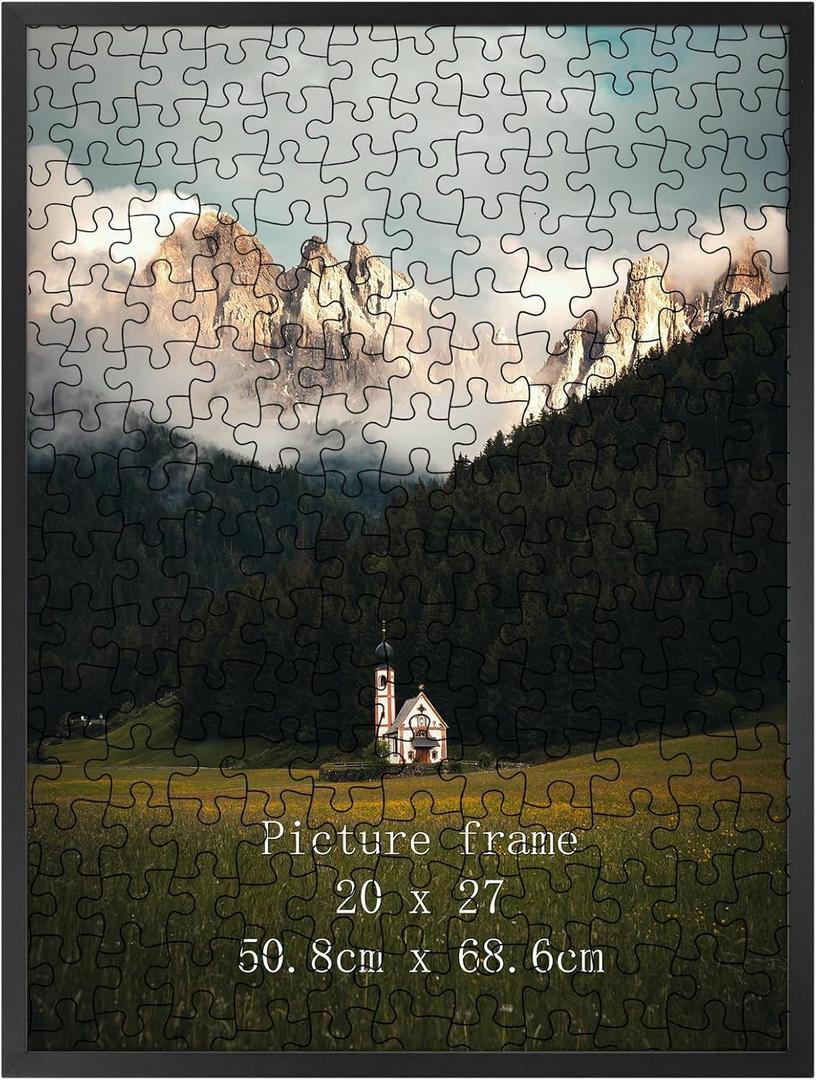 Giftgarden 20x27 Picture Puzzle Frame Black, Textured Metal Frame 27x20 for Poster Wall Display, Single