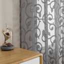 OWENIE Furman Sheer Curtains 63 inch Length for Bedroom Living Room 2 Panels Set, Jacquard Clip Textured Semi Sheer Grey Curtains, Light Filtering Rod Pocket Farmhouse Window Treatments, 40Wx63L inch