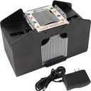 GSE Games & Sports Expert 4-Deck Automatic Card Shuffler, Power Plug & Battery-Operated Shuffler Machines for Playing Cards, Blackjack, Texas Hold'em, Canasta, Bridge, Rummy, UNO