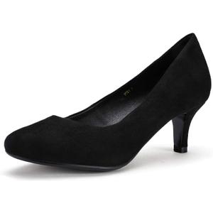 IDIFU Women's Classic Low Heels Dress Pumps 2 Inch Kitten Heel Round Toe Office Wedding Shoes (10)