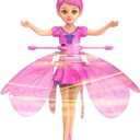 HENRYZH Remote Control Flying Doll Hand Gesture Sensing Flying Device Dancing Robot Princess with Crystal Wings 360 Free Rotating Robot Toy (Pink)