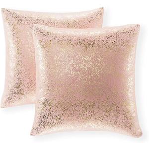 Pack of 2, Glitter Decorative Pillows, Throw Pillow Covers Cases for Couch Sofa Home Decor,Vintage Shining & Starry 18 X 18 Inches(Bronzing- Light Pink)