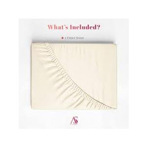 Ashton Sheets Premium 1000-Thread-Count Egyptian Feel 100% Cotton - Breathable Ivory Twin XL Fitted Sheet, Easy Snug Fit, 18" Deep Pocket, Soft Smooth Sateen Weave, Extra Long Staple Cotton