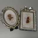 Qunclay 2 Pcs Vintage Picture Frames Antique Baroque Ornate Resin Rectangle Oval Photo Frames with Glass Front Tabletop and Wall Decor for Home Wedding Christmas Party Decor (Silver, 4 x 6 Inches)