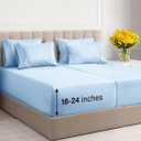 Extra Deep Split King Sheet Set - 7 Piece Breathable & Cooling Sheets - Hotel Luxury Bedding Set w/18-24 Inch Extra Deep Pockets - Easy Fit, Soft, Wrinkle Free & Comfy - Light Blue, Split King Size (Split King Set, 19 - Baby Blue)