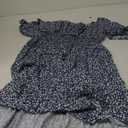 Heysolo Womens Boho Floral Smocked Square Neck Short Sleeve Ruffle Beach Summer Mini Dress Size M