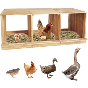Nesting Boxes for Chickens 3 Compartments Chicken Nesting Boxes Wall Mount Nest Box for Chicken Coop Versatile Use Wood Nesting Boxes for Hens Easy to Assemble for Chickens, Hens, Ducks