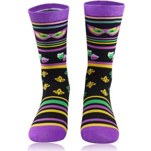 St. Patrick's Day Socks Unisex, White Green Irish Shamrock Socks for Women St Patricks Day Gifts (Black Purple)