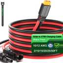Bateria Power 10 Feet Solar to XT60 Extension Cable, 12AWG Solar Panel Connector to XT60 Charge Adapter for Connecting to Portable Power Station, RV, EcoFlow, Anker, BLUETTI & Generator (Black&Red 12AWG)