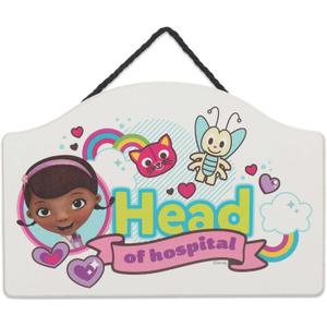 Disney Doc McStuffins Head of Hospital Hanging Wood Wall Decor - Cute Doc McStuffins Sign for Bedroom or Playroom