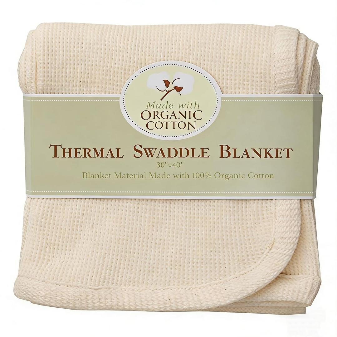 TL Care 30" X 40" Thermal/Waffle Swaddle Blanket Made with Organic Cotton, Natural Color, Soft Breathable, for Boys and Girls