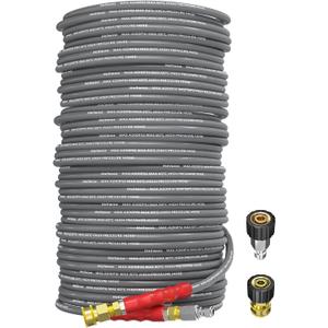 Pressure Washer Hose 150ft, 4200PSI 1/4 Inch Kink Resistant Power Washer Extension Hose, Flexible Heavy Duty Replacement Hose, Compatible with M22 14mm Fittings, High Tensile Wire Braid