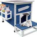 Rockever Outdoor Cat House, Large Outdoor Houses for Feral Cats Wooden Outside Cat Shelter Weatherproof with Escape Door