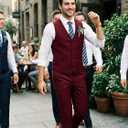 Wehilion Men's Suits 2 Pieces, Vest Pants Set for Men, V-Neck Slim Fit Casual Suit Waistcoat 6XL