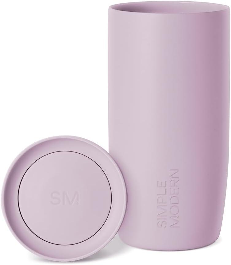 Simple Modern Travel Coffee Mug Tumbler with 360 Lid | Ceramic-Lined Insulated Stainless Steel Cold Brew Iced Coffee Cup | Gifts for Women Men Her Him | Voyager Signature | 16oz | Lavender Mist
