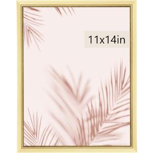 GULETHUN 11x14 Picture Frame, Gold Poster Frame, Home Decor Natural Gallery Frames, Horizontal or Vertical Format, Sturdy, Plexiglass, Large Wall Decor, for Photos, Artworks, Posters