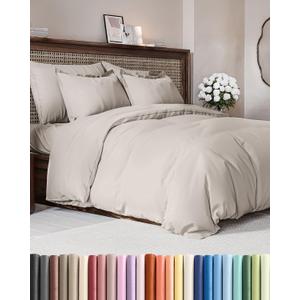 Duvet Cover Queen Size Set - Extra Soft Queen Duvet Cover 90" x 90" with 2 Pillow Shams - Hotel Luxury, Easy Care & Fade Free w/ Zipper Closures & Ties - All Season, Comfy & Breathable (Light Grey) (05 - Light Grey (No Comforter))