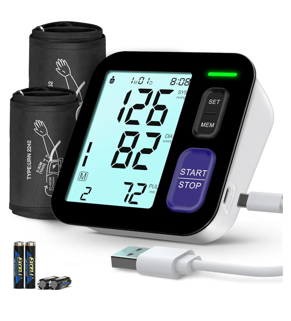 Blood Pressure Machine Upper Arm, 2 Size Cuffs Fit Arms from Medium 9"-17" to Extra Large XL Cuff 13"-21", Accurate Automatic Digital BP Monitor Home Use, Large Backlit LCD, BP Cuff with 2-User Mode